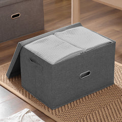 SOGA Grey Super Large Foldable Canvas Storage Box Cube Clothes Basket Organiser Home Decorative Box