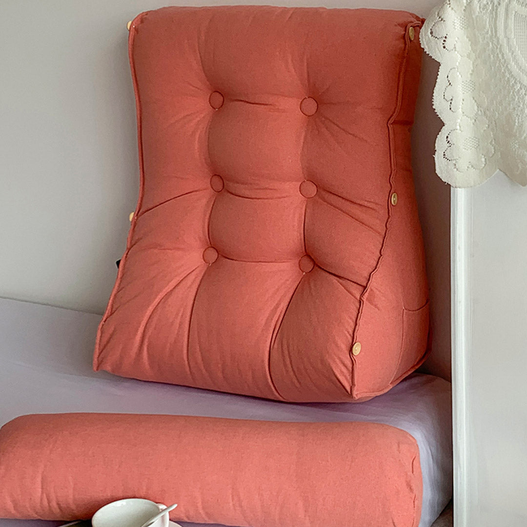 SOGA 60cm Peach Triangular Wedge Lumbar Pillow Headboard Backrest Sofa Bed Cushion Home Decor
