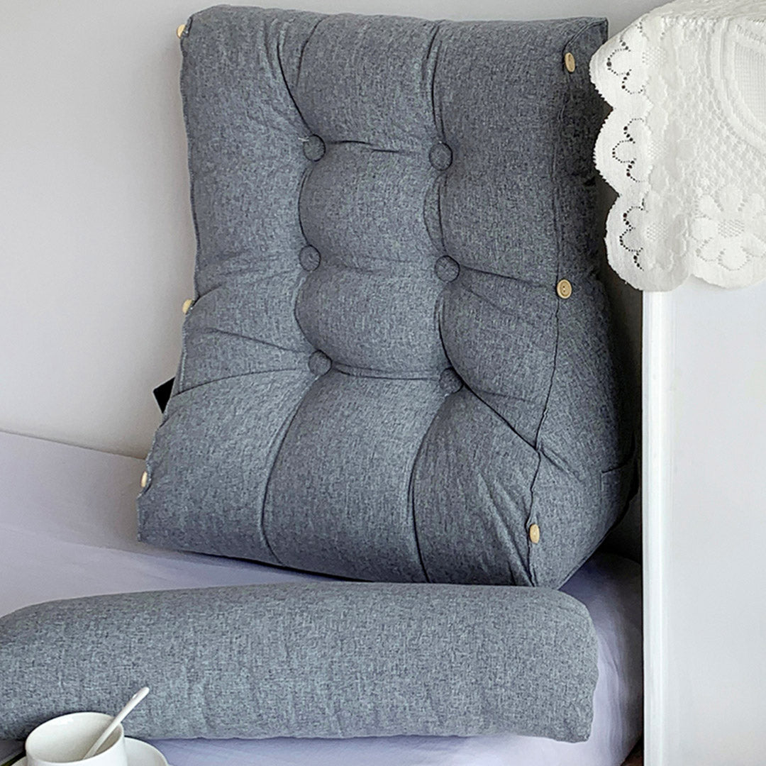 SOGA 45cm SilverTriangular Wedge Lumbar Pillow Headboard Backrest Sofa Bed Cushion Home Decor