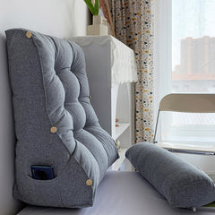 SOGA 2X 60cm Silver Triangular Wedge Lumbar Pillow Headboard Backrest Sofa Bed Cushion Home Decor