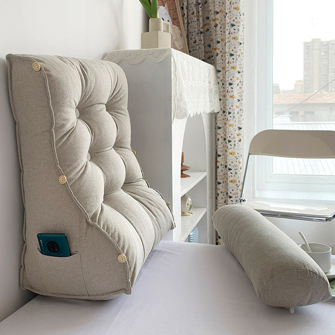 SOGA 60cm White Triangular Wedge Lumbar Pillow Headboard Backrest Sofa Bed Cushion Home Decor