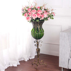 SOGA 12 Heads Artificial Silk Flower Fake Rose Bouquet Table Decor Pink