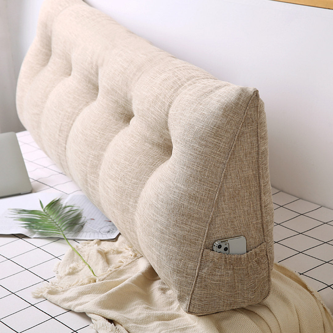 SOGA 180cm Beige Triangular Wedge Bed Pillow Headboard Backrest Bedside Tatami Cushion Home Decor