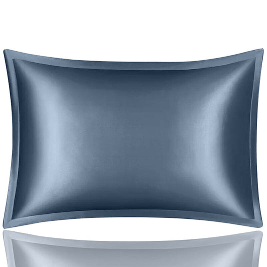 Anyhouz Pillowcase 51x66cm Blue Gray Pure Real Silk For Comfortable And Relaxing Home Bed