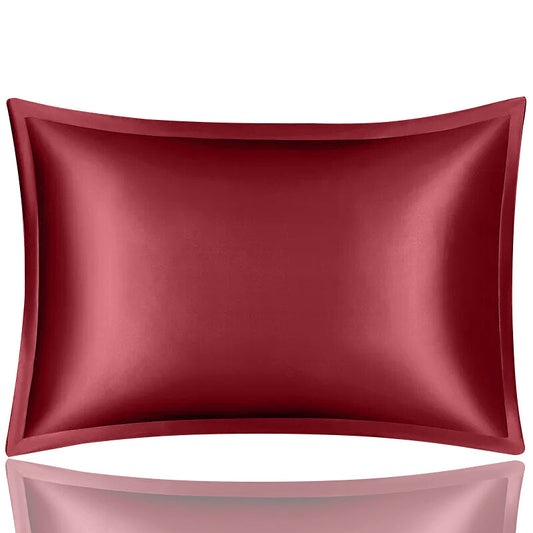 Anyhouz Pillowcase 50x75cm Wine Red Pure Real Silk For Comfortable And Relaxing Home Bed