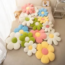 Anyhouz Plush Pillow Light Pink Five Petal Flower Shape Stuffed Soft Pillow Seat Cushion Room Decor 50cm
