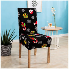 Anyhouz Chair Cover Black Christmas Candy Holiday Design with Anti-Dirt and Elastic Material for Dining Room Kitchen Wedding Hotel Banquet Restaurant