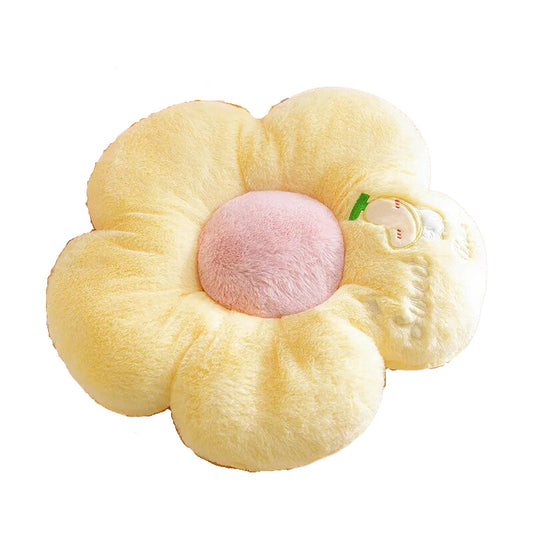 Anyhouz Plush Pillow Yellow Five Petal Flower Shape Stuffed Soft Pillow Seat Cushion Room Decor 50cm