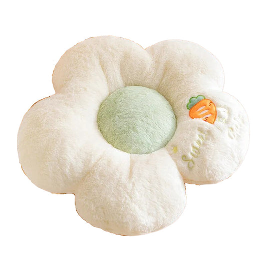 Anyhouz Plush Pillow White Five Petal Flower Shape Stuffed Soft Pillow Seat Cushion Room Decor 50cm