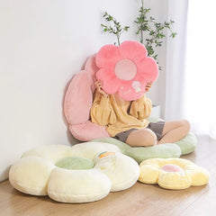 Anyhouz Plush Pillow Yellow Five Petal Flower Shape Stuffed Soft Pillow Seat Cushion Room Decor 50cm