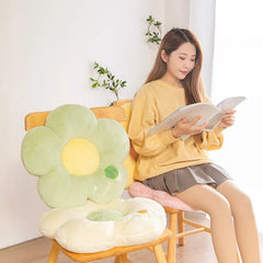 Anyhouz Plush Pillow Green Five Petal Flower Shape Stuffed Soft Pillow Seat Cushion Room Decor 50cm