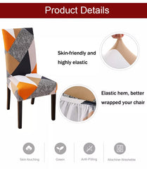 Anyhouz Chair Cover Orange Christmas Small Icons Design with Anti-Dirt and Elastic Material for Dining Room Kitchen Wedding Hotel Banquet Restaurant