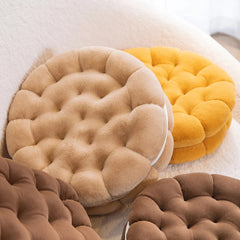 Anyhouz Plush Pillow Yellow Tiger Round Double Biscuit Shape Stuffed Soft Pillow Seat Cushion Room Decor
