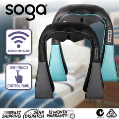 SOGA 2X Electric Kneading Back Neck Shoulder Massage Arm Body Massager Black/Blue