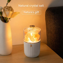Anyhouz Luxury Lamp Himalayan Salt Green Vase Aromatherapy Home Decor Wireless Rechargeable Table Accents for Bedroom Hotel Living Room