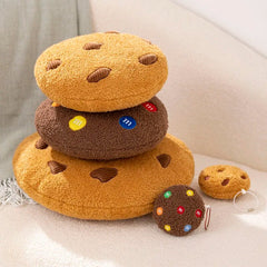 Anyhouz Plush Pillow Dark Brown Chocolate Cookies Biscuit Shape Stuffed Soft Pillow Seat Cushion Room Decor 26cm