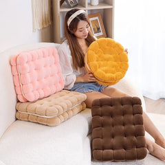 Anyhouz Plush Pillow Black Square Double Biscuit Shape Stuffed Soft Pillow Seat Cushion Room Decor