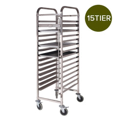SOGA Gastronorm Trolley 15 Tier Stainless Steel Cake Bakery Trolley Suits 60*40cm Tray