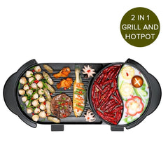 SOGA 2 in 1 Electric Non-Stick BBQ Teppanyaki Grill Plate Steamboat Dual Sided Hotpot