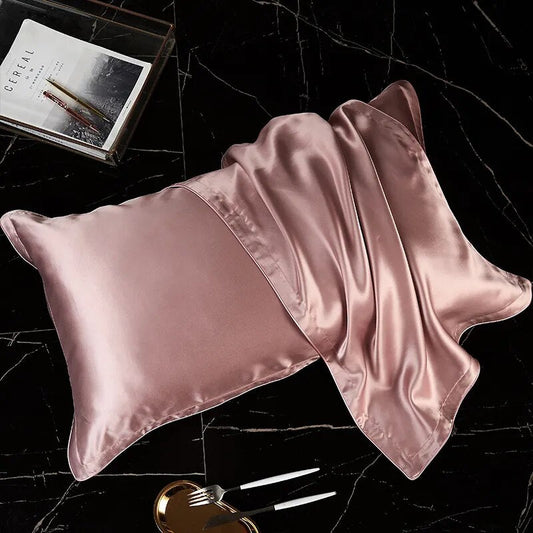 Anyhouz Pillowcase 51x66cm Pink Pure Real Silk For Comfortable And Relaxing Home Bed