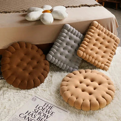 Anyhouz Plush Pillow Dark Brown Round Biscuit Shape Stuffed Soft Pillow Seat Cushion Room Decor