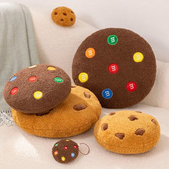 Anyhouz Plush Pillow Dark Brown Chocolate Cookies Biscuit Shape Stuffed Soft Pillow Seat Cushion Room Decor 26cm