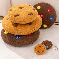 Anyhouz Plush Pillow Dark Brown Chocolate Cookies Biscuit Shape Stuffed Soft Pillow Seat Cushion Room Decor 36cm