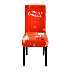 Anyhouz Chair Cover Bright Red Merry Christmas Santa Design with Anti-Dirt and Elastic Material for Dining Room Kitchen Wedding Hotel Banquet Restaurant