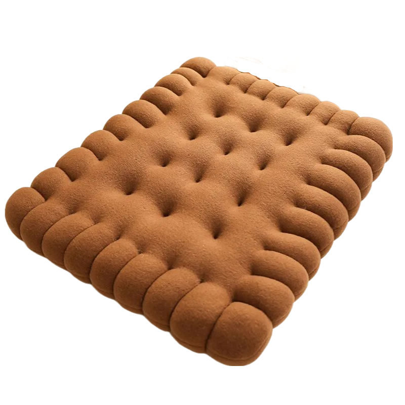Anyhouz Plush Pillow Dark Brown Square Biscuit Shape Stuffed Soft Pillow Seat Cushion Room Decor