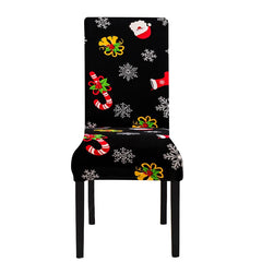 Anyhouz Chair Cover Black Christmas Candy Holiday Design with Anti-Dirt and Elastic Material for Dining Room Kitchen Wedding Hotel Banquet Restaurant