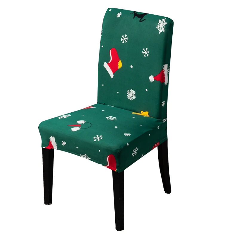 Anyhouz Chair Cover Green Christmas Socks Holiday Design with Anti-Dirt and Elastic Material for Dining Room Kitchen Wedding Hotel Banquet Restaurant