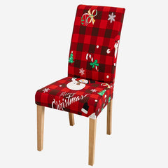 Anyhouz Chair Cover Red Checkered Merry Christmas Design with Anti-Dirt and Elastic Material for Dining Room Kitchen Wedding Hotel Banquet Restaurant