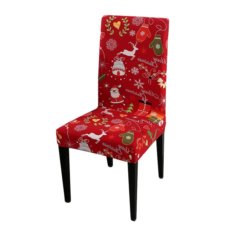 Anyhouz Chair Cover Red Full Christmas  Design with Anti-Dirt and Elastic Material for Dining Room Kitchen Wedding Hotel Banquet Restaurant