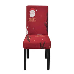 Anyhouz Chair Cover Maroon Santa Merry Christmas Greeting Design with Anti-Dirt and Elastic Material for Dining Room Kitchen Wedding Hotel Banquet Restaurant