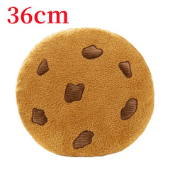 Anyhouz Plush Pillow Light Brown Chocolate Cookies Biscuit Shape Stuffed Soft Pillow Seat Cushion Room Decor 36cm