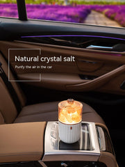 Anyhouz Luxury Lamp Himalayan Salt Green Vase Aromatherapy Home Decor Wireless Rechargeable Table Accents for Bedroom Hotel Living Room