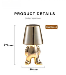 Anyhouz Hotel Lightning Lamp Gold Little Man Sitting Down Position Table Lamps Touch Switch Decoration Led Night Light