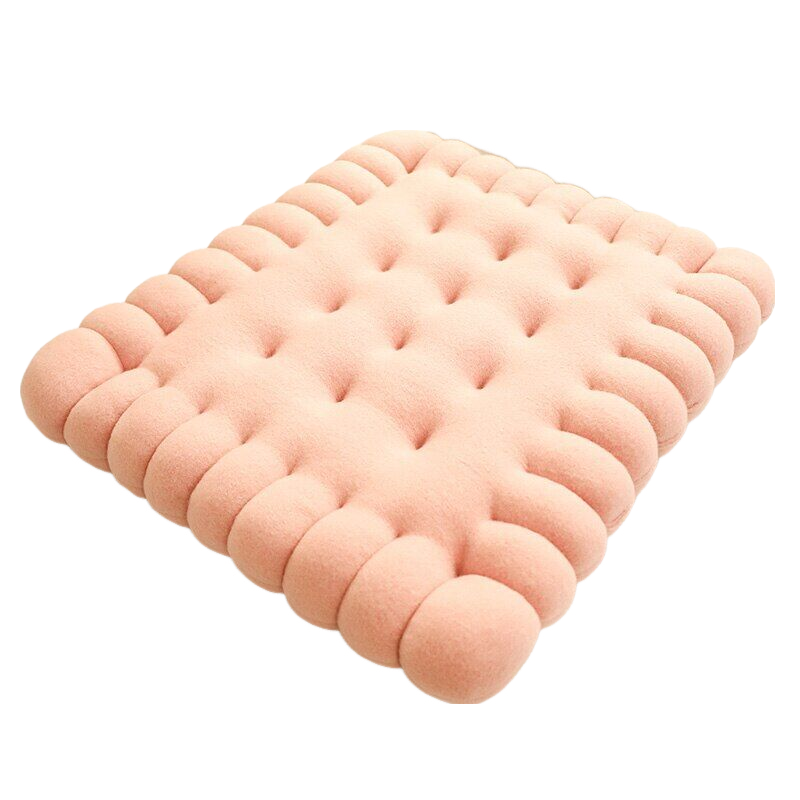 Anyhouz Plush Pillow Pink Square Biscuit Shape Stuffed Soft Pillow Seat Cushion Room Decor